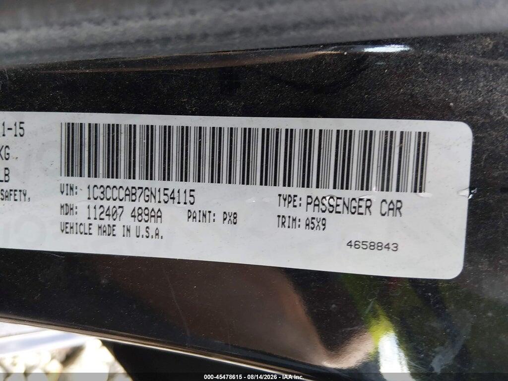 1C3CCCAB7GN154115 2016 CHRYSLER 200 photo no. 9