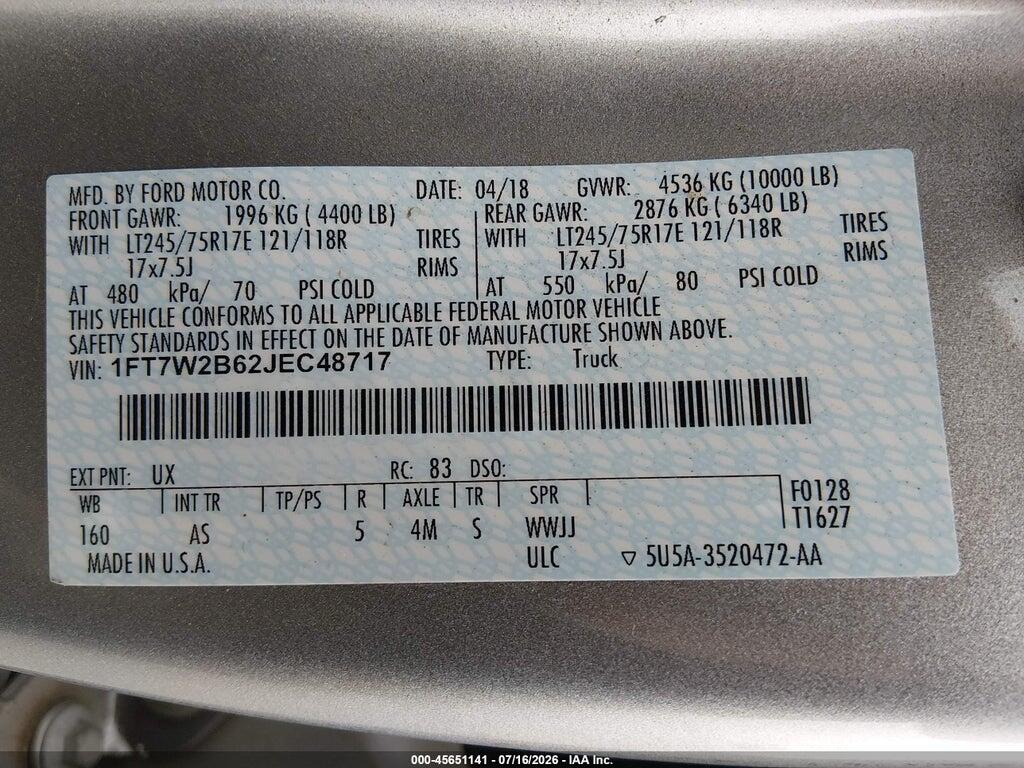 1FT7W2B62JEC48717 2018 FORD F-250 photo no. 9