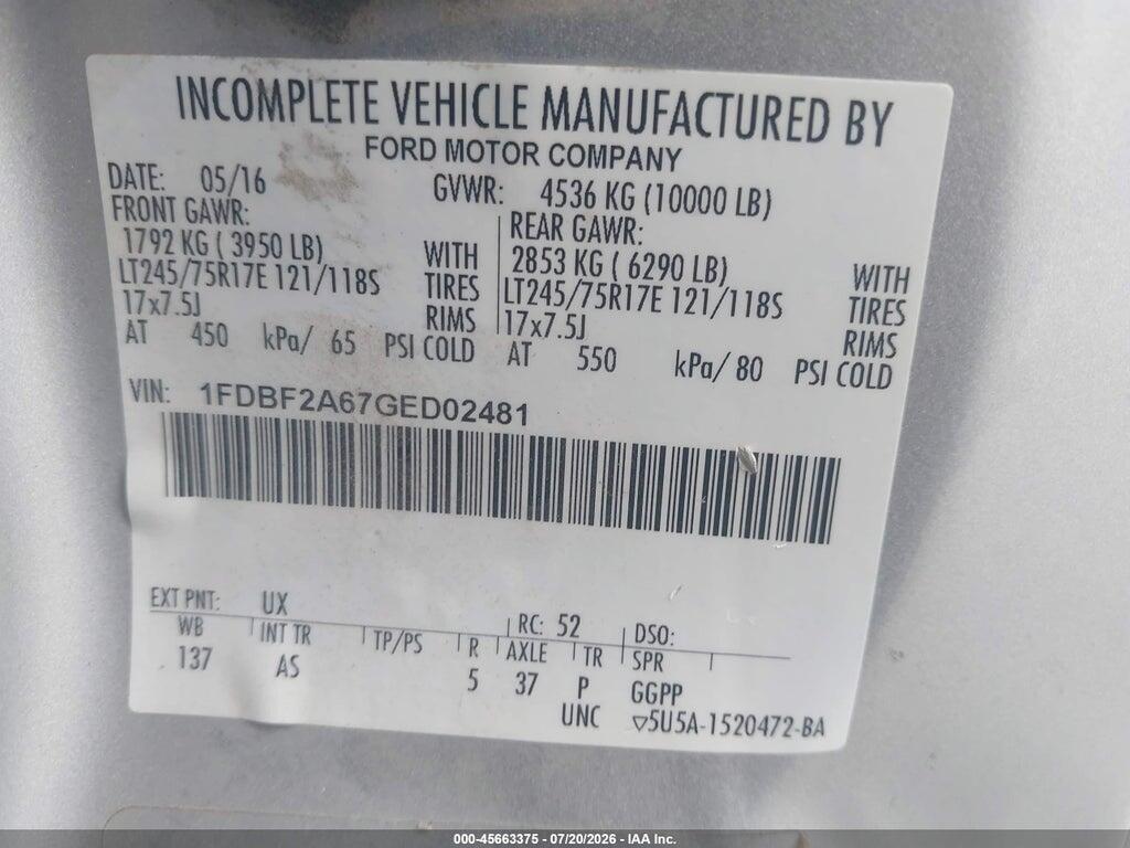 1FDBF2A67GED02481 2016 FORD F-250 photo no. 9