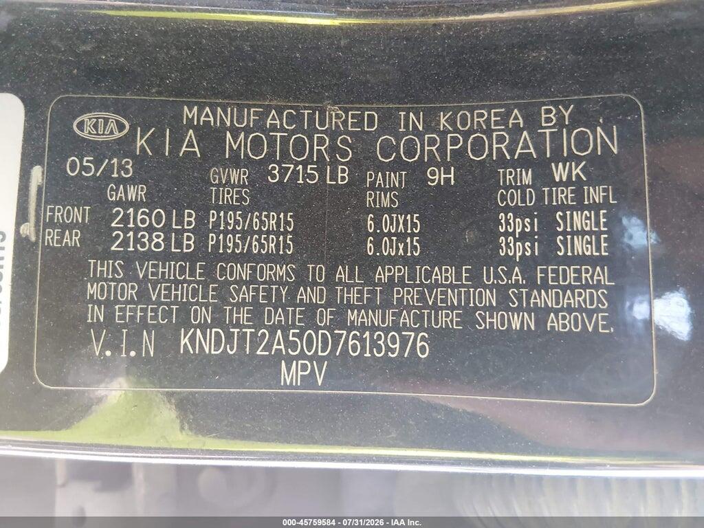 KNDJT2A50D7613976 2013 KIA SOUL photo no. 9