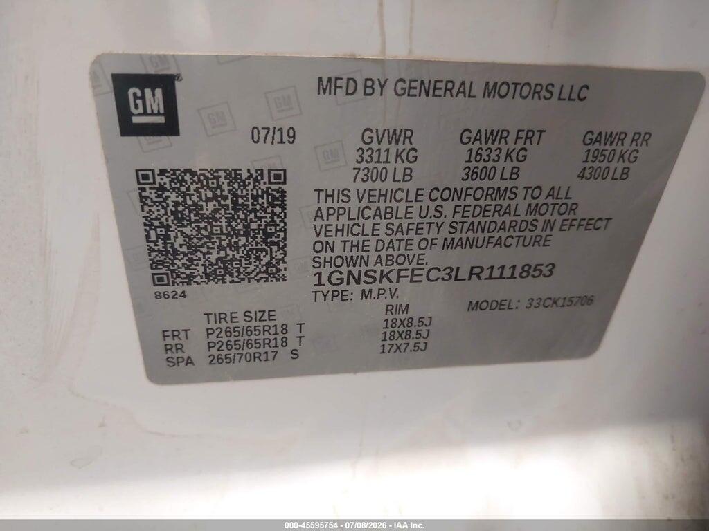 1GNSKFEC3LR111853 2020 CHEVROLET TAHOE photo no. 9