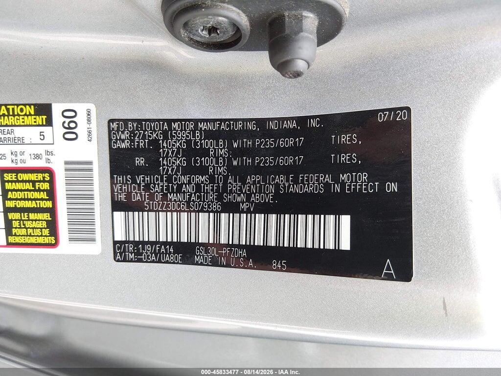 5TDZZ3DC6LS079386 2020 TOYOTA SIENNA photo no. 9