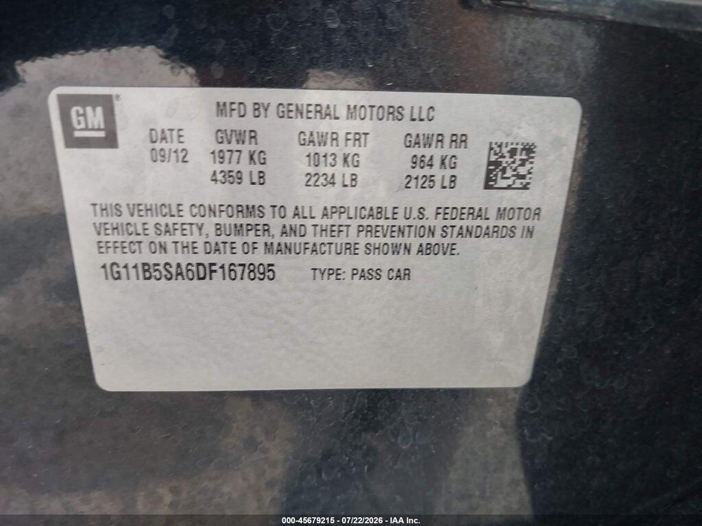 1G11B5SA6DF167895 2013 CHEVROLET MALIBU photo no. 9