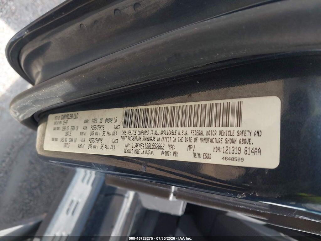 1J4FA54138L552863 2008 JEEP WRANGLER photo no. 9