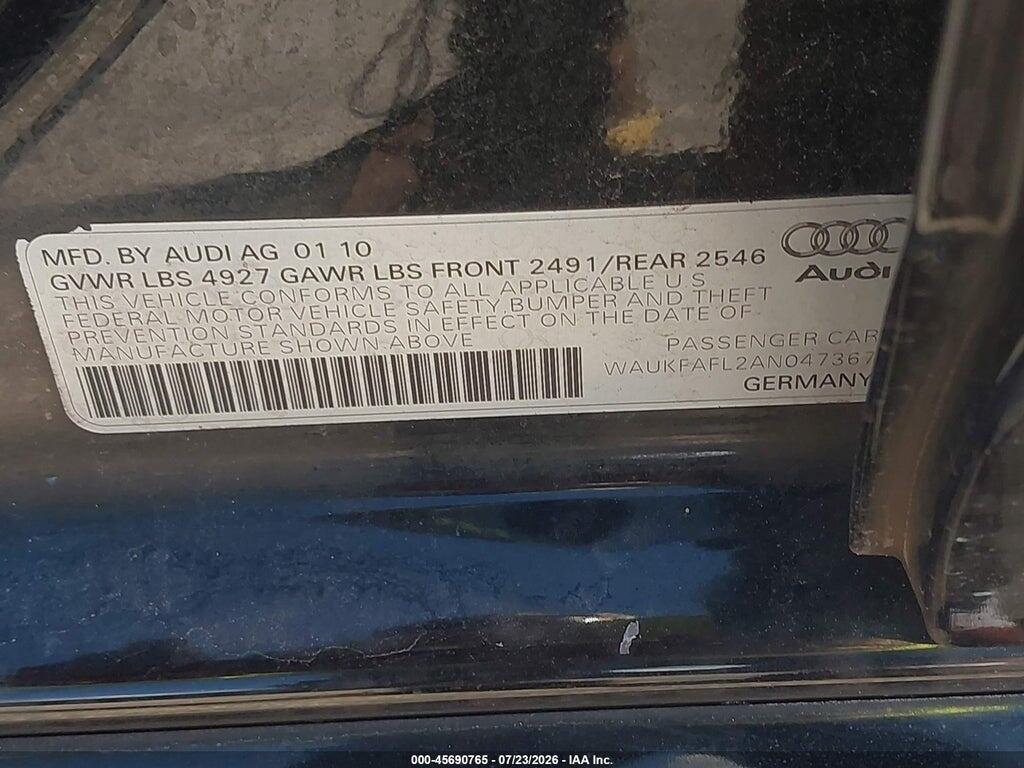 WAUKFAFL2AN047367 2010 AUDI A4 photo no. 9