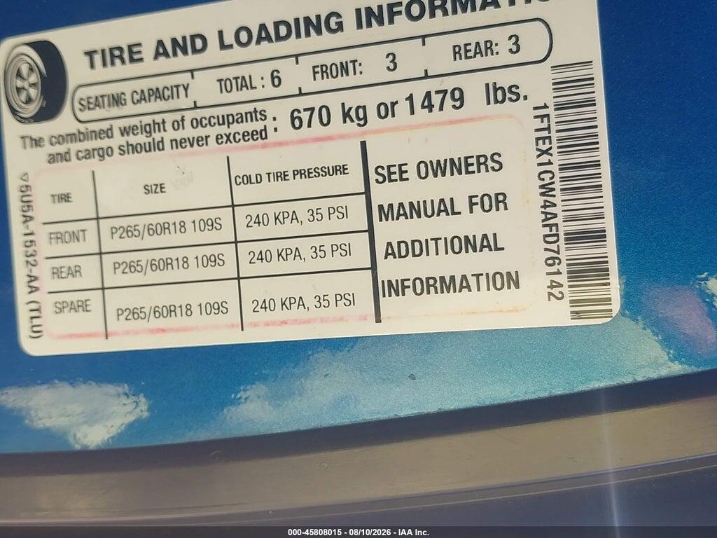 1FTEX1CW4AFD76142 2010 FORD F-150 photo no. 9