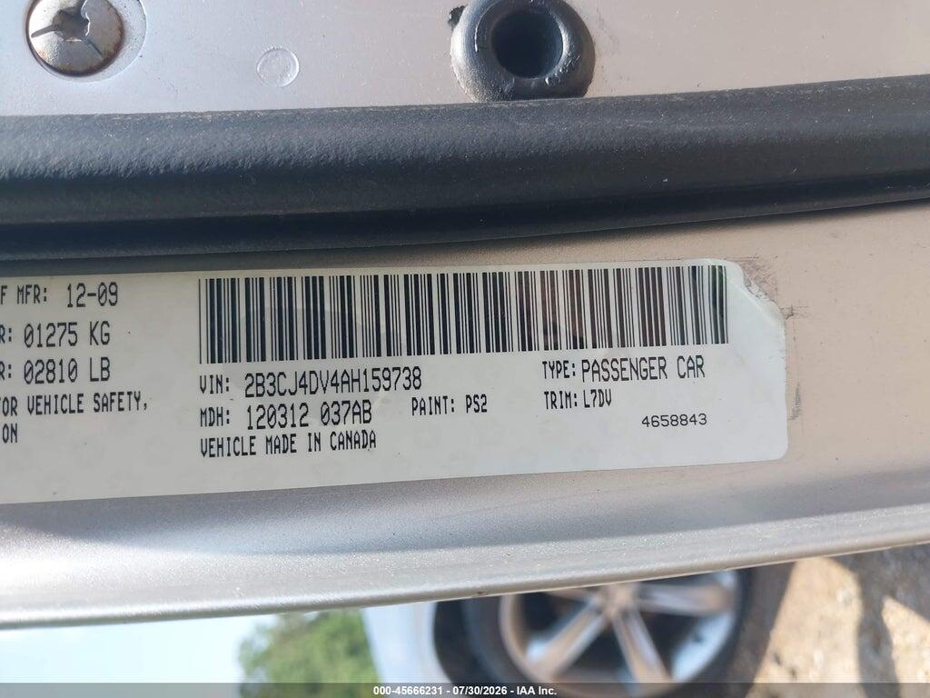 2B3CJ4DV4AH159738 2010 DODGE CHALLENGER photo no. 9