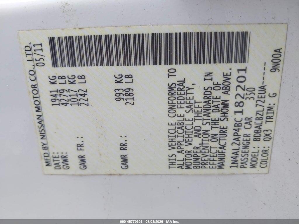 1N4AL2AP4BC182201 2011 NISSAN ALTIMA photo no. 9