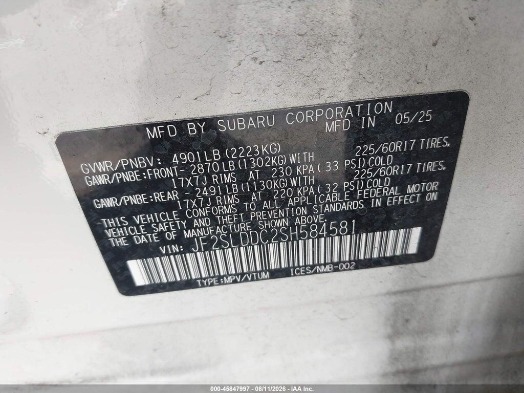 JF2SLDDC2SH584581 2025 SUBARU FORESTER photo no. 9