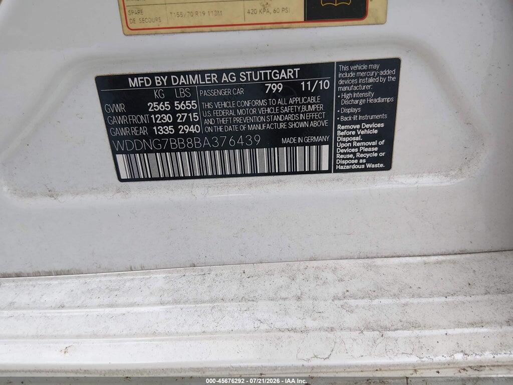 WDDNG7BB8BA376439 2011 MERCEDES-BENZ S 550 photo no. 9