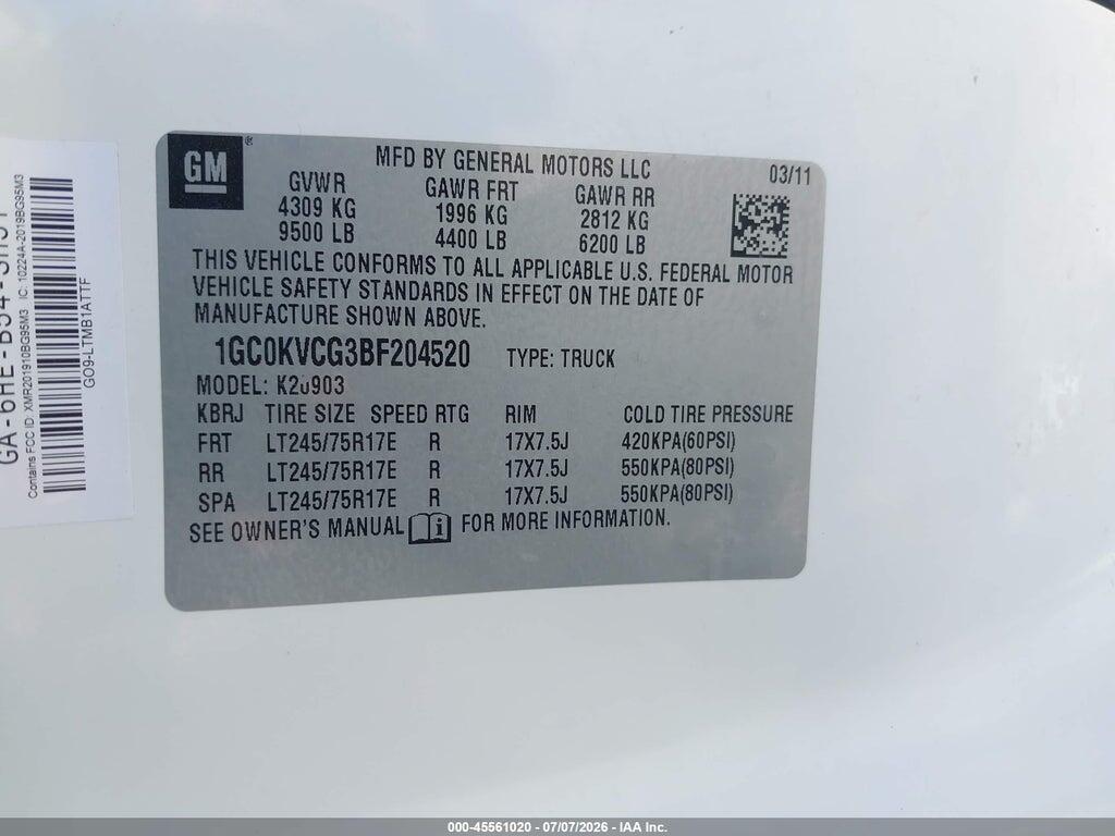 1GC0KVCG3BF204520 2011 CHEVROLET SILVERADO 2500HD photo no. 9