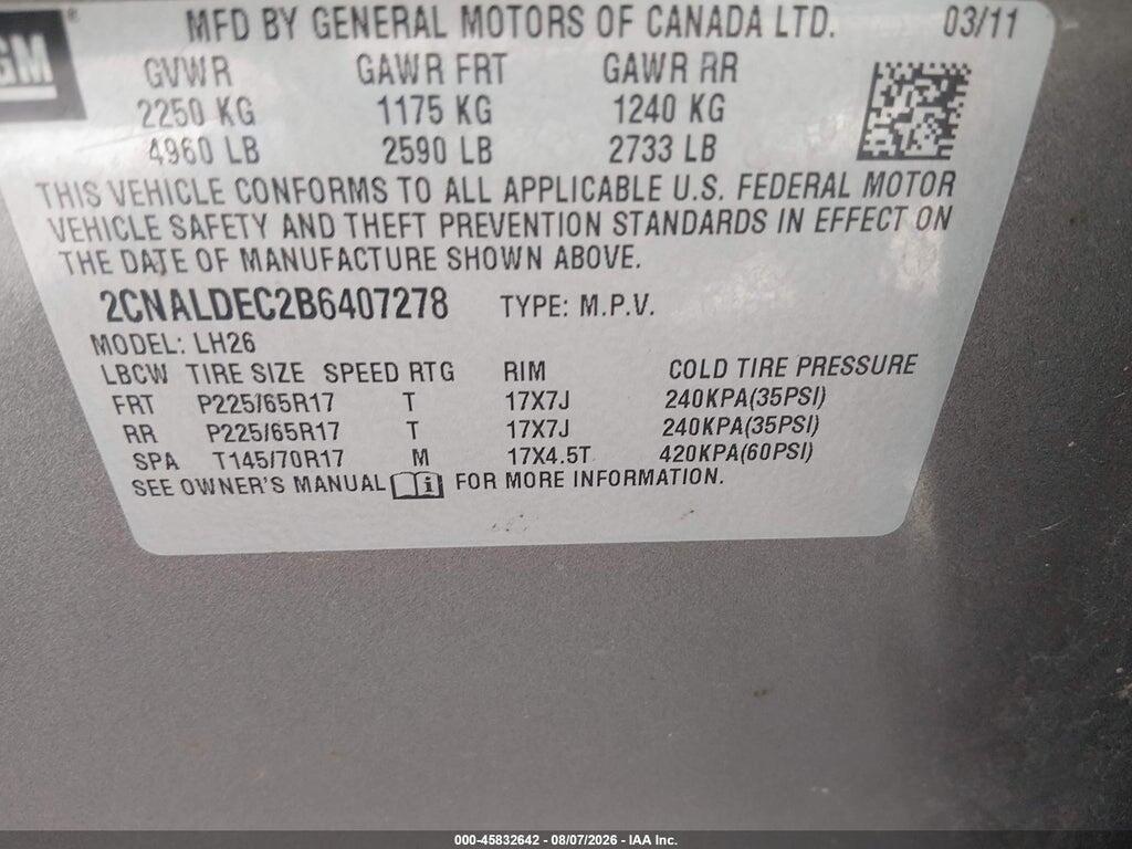 2CNALDEC2B6407278 2011 CHEVROLET EQUINOX photo no. 9
