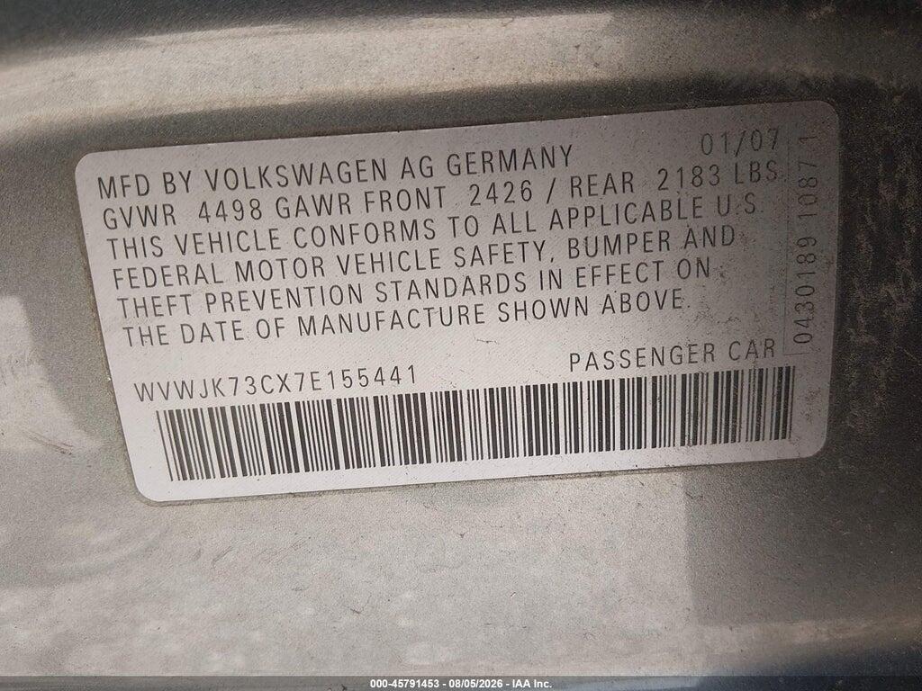 WVWJK73CX7E155441 2007 VOLKSWAGEN PASSAT photo no. 9