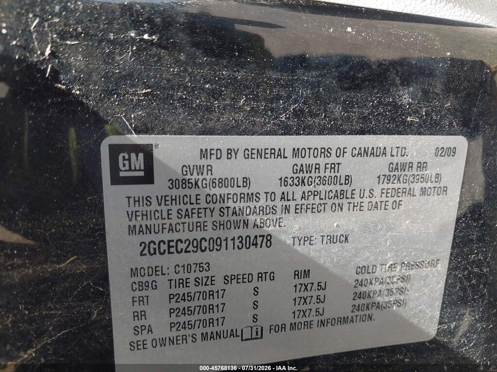 2GCEC29C091130478 2009 CHEVROLET SILVERADO 1500 photo no. 9