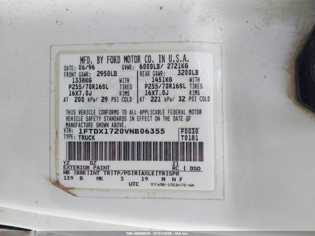 1FTDX1720VNB06355 1997 FORD F-150 STANDARD photo no. 9