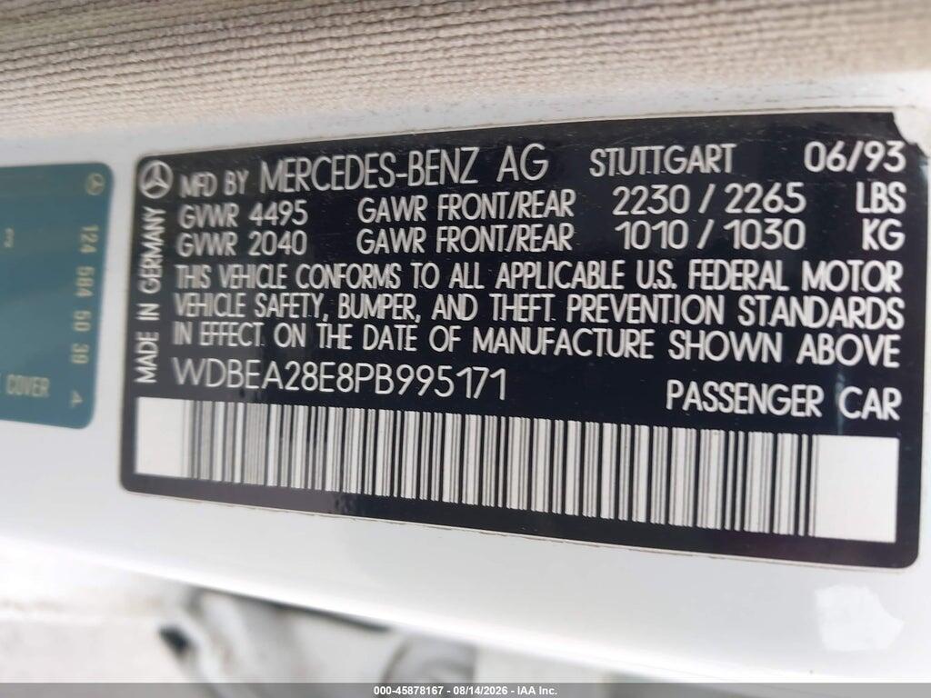 WDBEA28E8PB995171 1993 MERCEDES-BENZ 300 photo no. 9