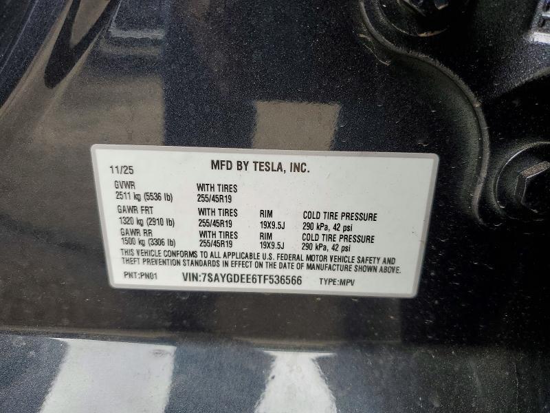 7SAYGDEE6TF536566 2026 TESLA MODEL Y photo no. 12