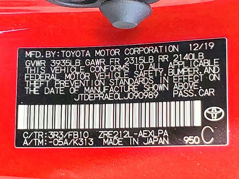 JTDEPRAE0LJ090989 2020 TOYOTA COROLLA photo no. 12