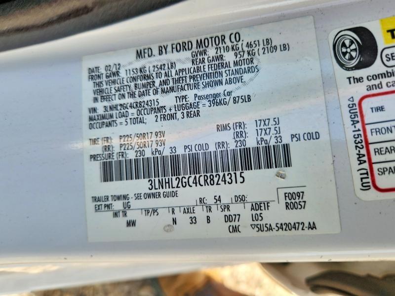 3LNHL2GC4CR824315 2012 LINCOLN MKZ photo no. 12