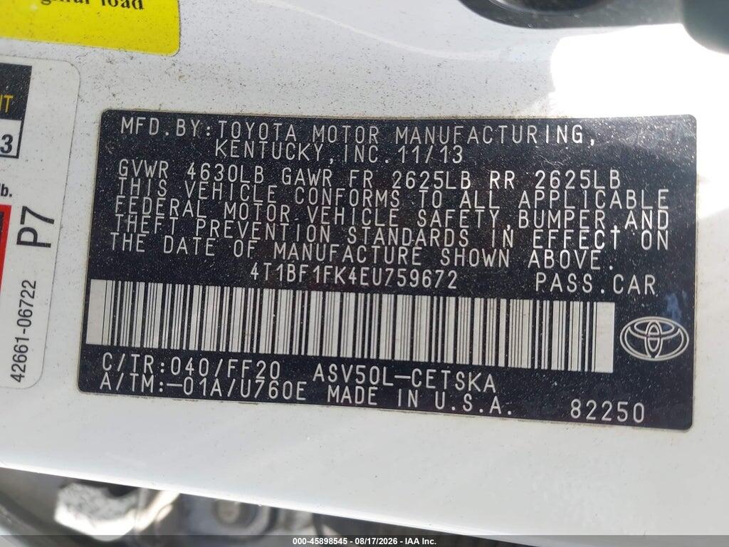 4T1BF1FK4EU759672 2014 TOYOTA CAMRY photo no. 9