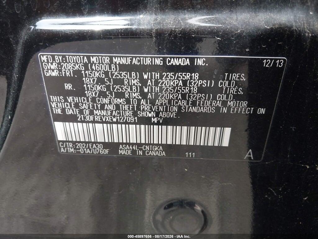 2T3DFREVXEW127091 2014 TOYOTA RAV4 photo no. 9