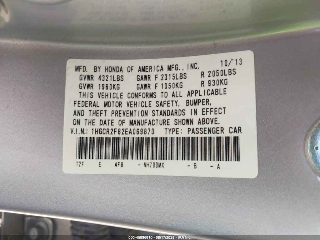 1HGCR2F82EA069870 2014 HONDA ACCORD photo no. 9