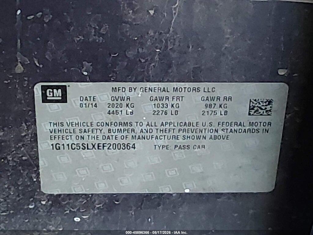 1G11C5SLXEF200364 2014 CHEVROLET MALIBU photo no. 9