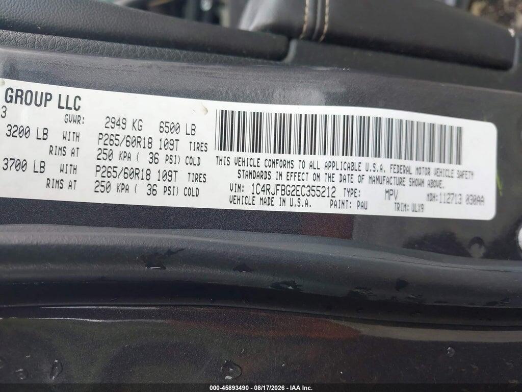 1C4RJFBG2EC355212 2014 JEEP GRAND CHEROKEE photo no. 9