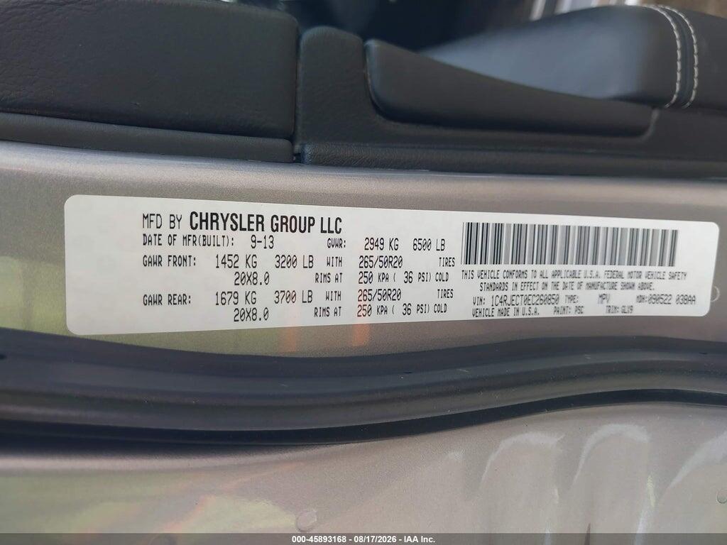 1C4RJECT0EC260850 2014 JEEP GRAND CHEROKEE photo no. 9