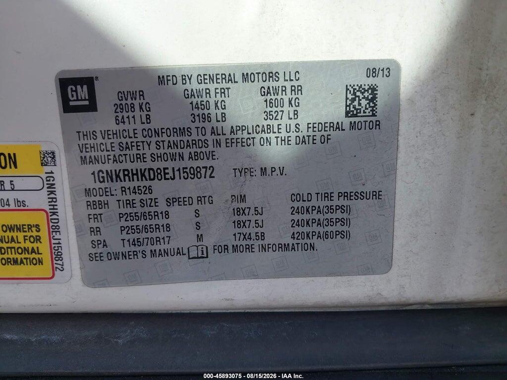 1GNKRHKD8EJ159872 2014 CHEVROLET TRAVERSE photo no. 9
