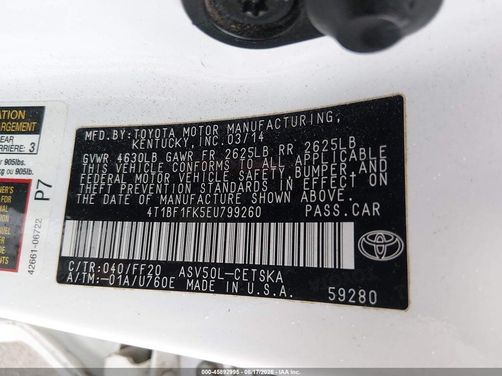 4T1BF1FK5EU799260 2014 TOYOTA CAMRY photo no. 9