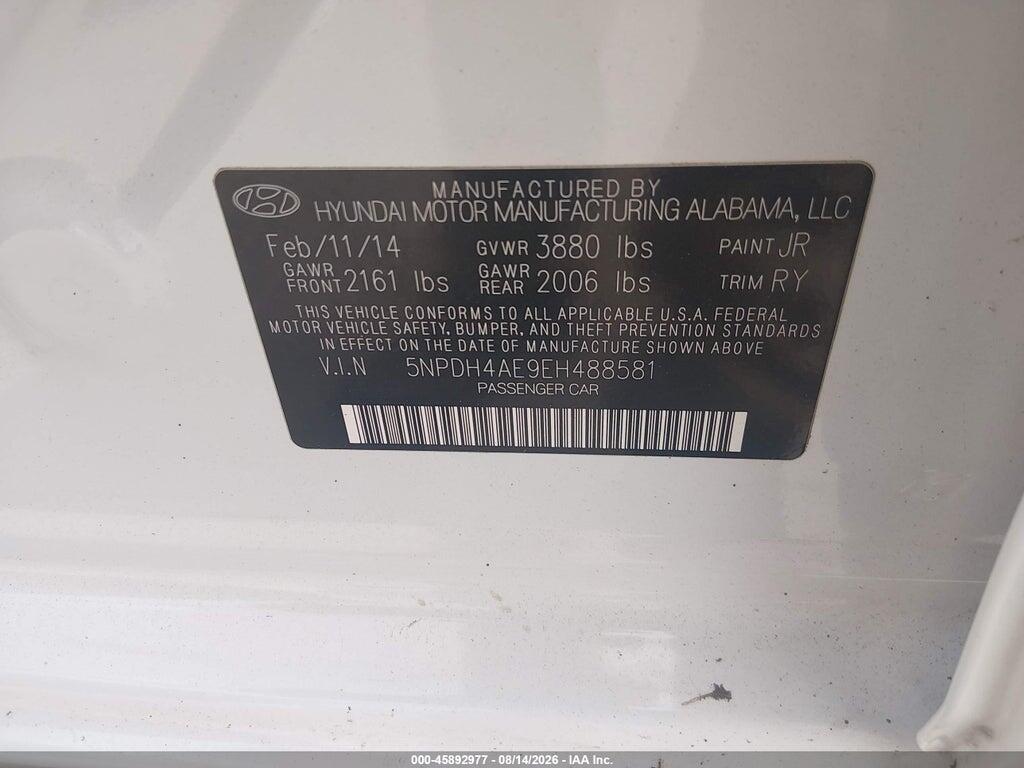 5NPDH4AE9EH488581 2014 HYUNDAI ELANTRA photo no. 9