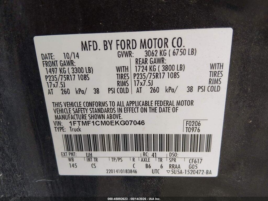 1FTMF1CM0EKG07046 2014 FORD F-150 photo no. 9