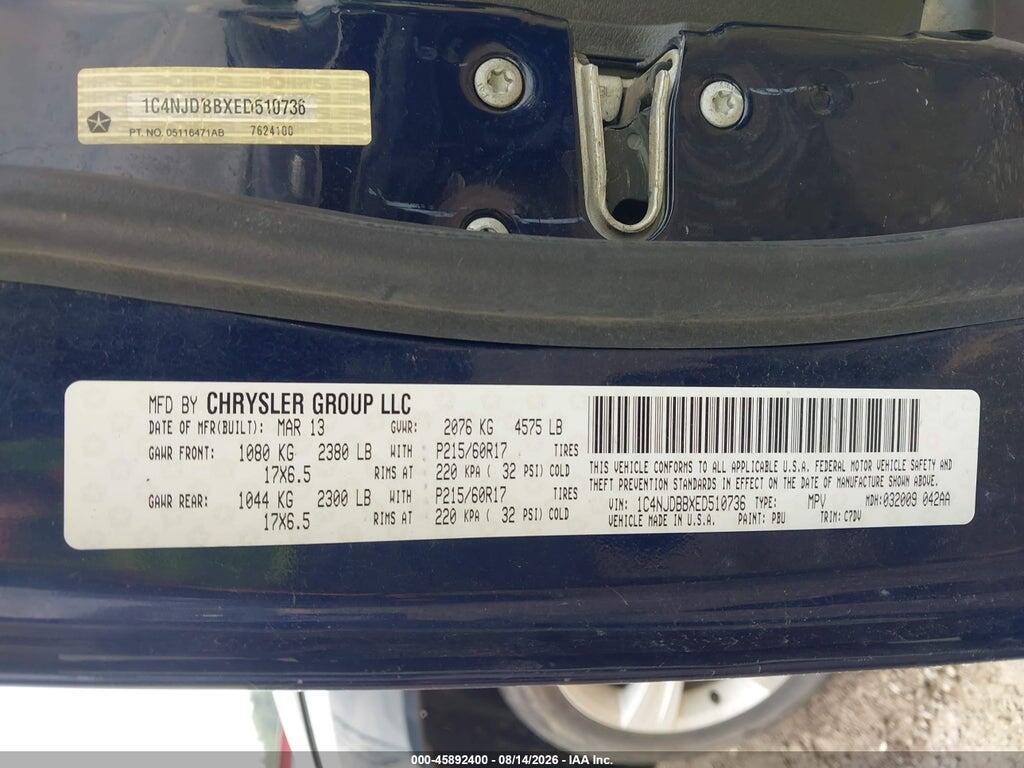 1C4NJDBBXED510736 2014 JEEP COMPASS photo no. 9
