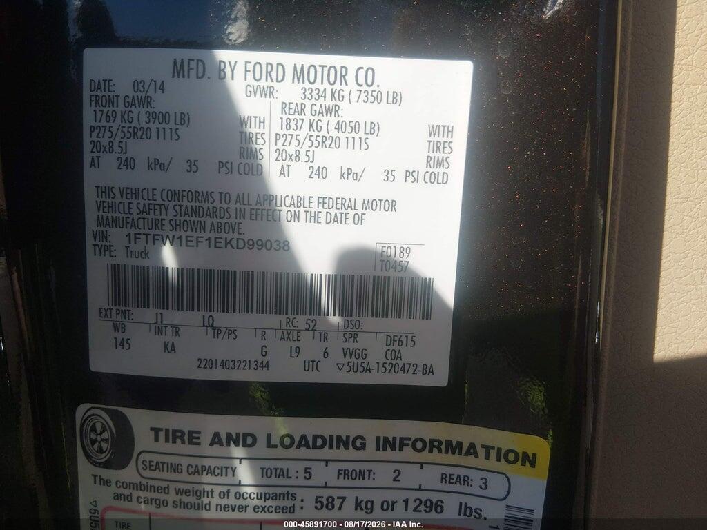 1FTFW1EF1EKD99038 2014 FORD F-150 photo no. 9