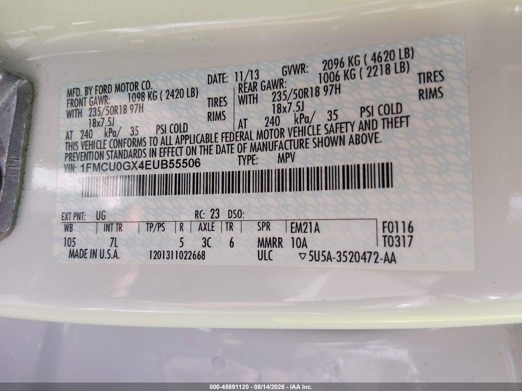 1FMCU0GX4EUB55506 2014 FORD ESCAPE photo no. 9