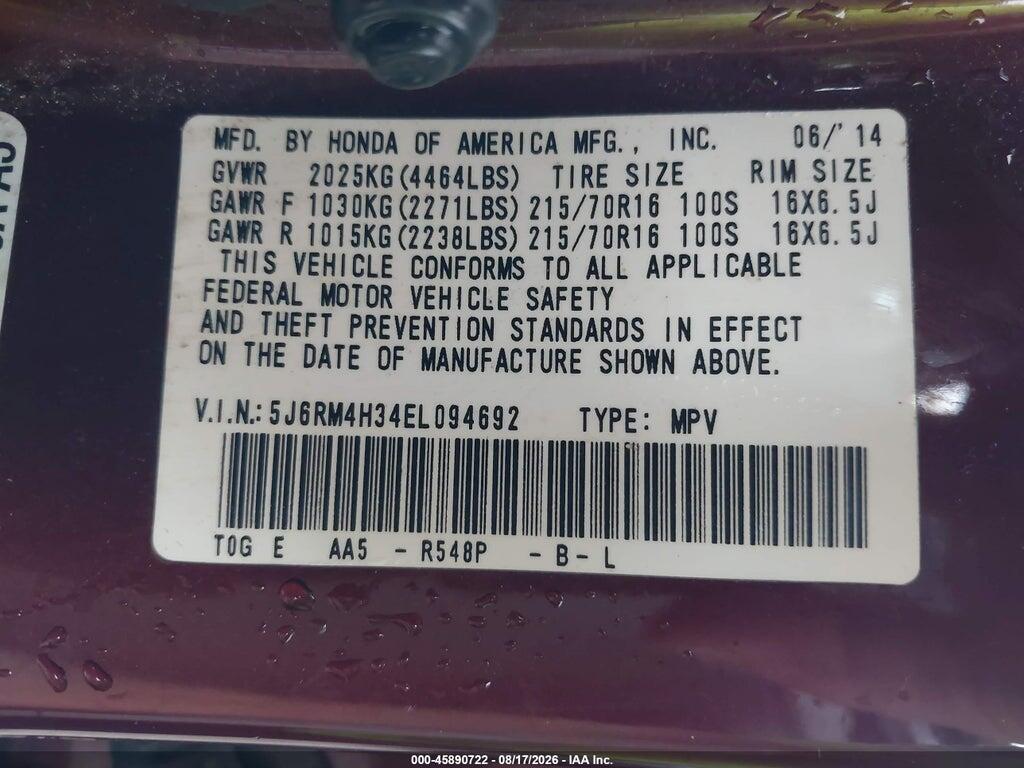 5J6RM4H34EL094692 2014 HONDA CR-V photo no. 9