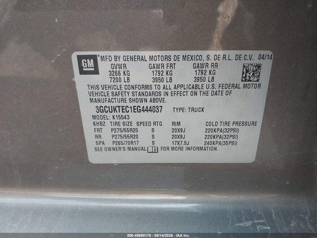 3GCUKTEC1EG444037 2014 CHEVROLET SILVERADO 1500 photo no. 9