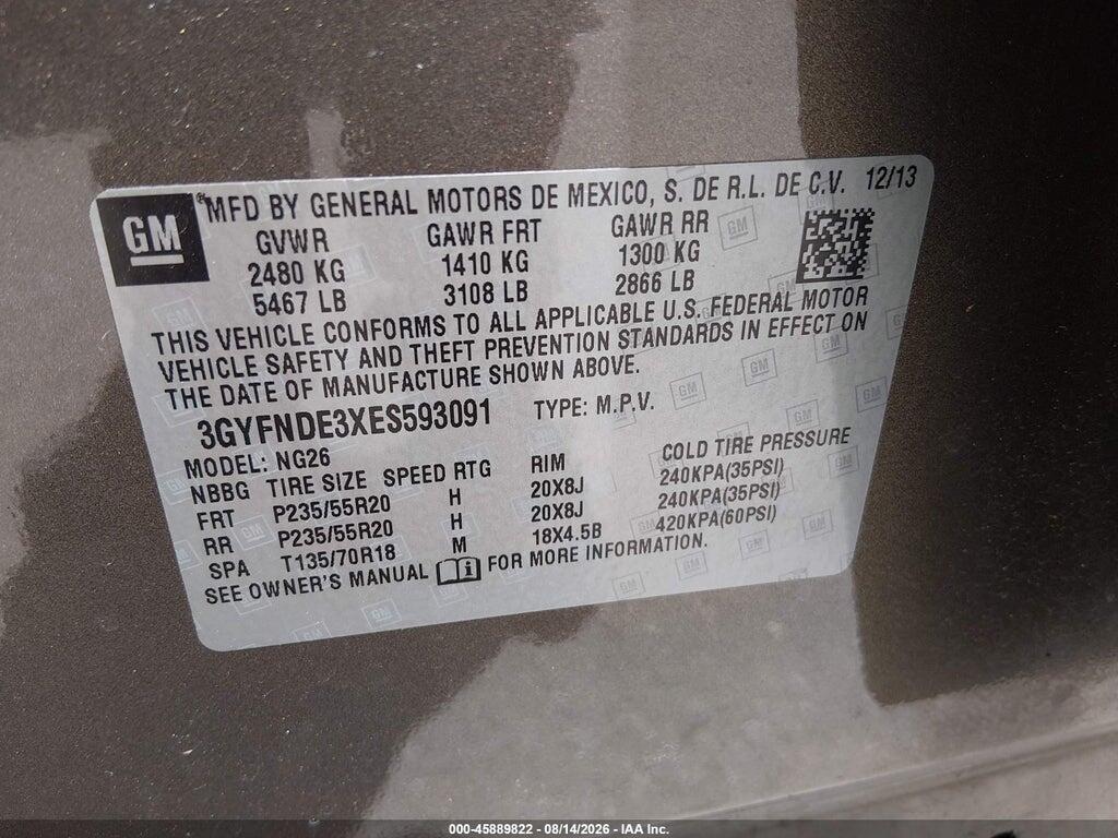 3GYFNDE3XES593091 2014 CADILLAC SRX photo no. 9