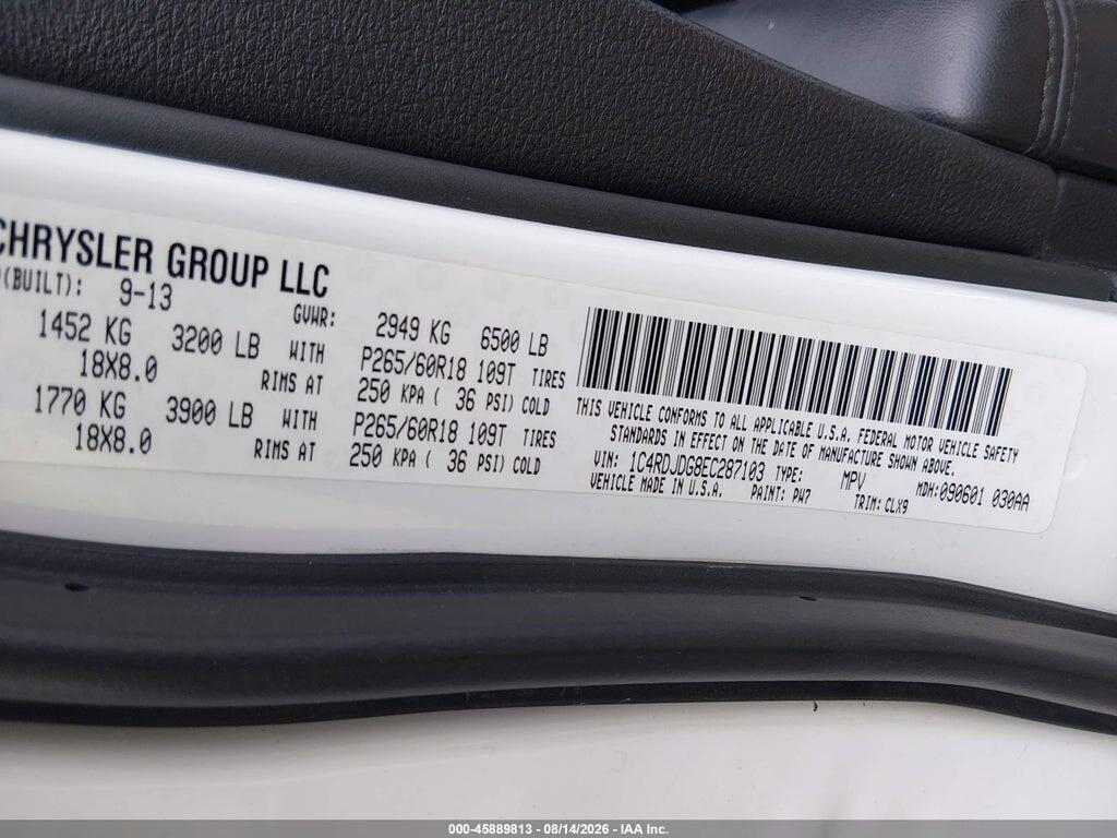 1C4RDJDG8EC287103 2014 DODGE DURANGO photo no. 9