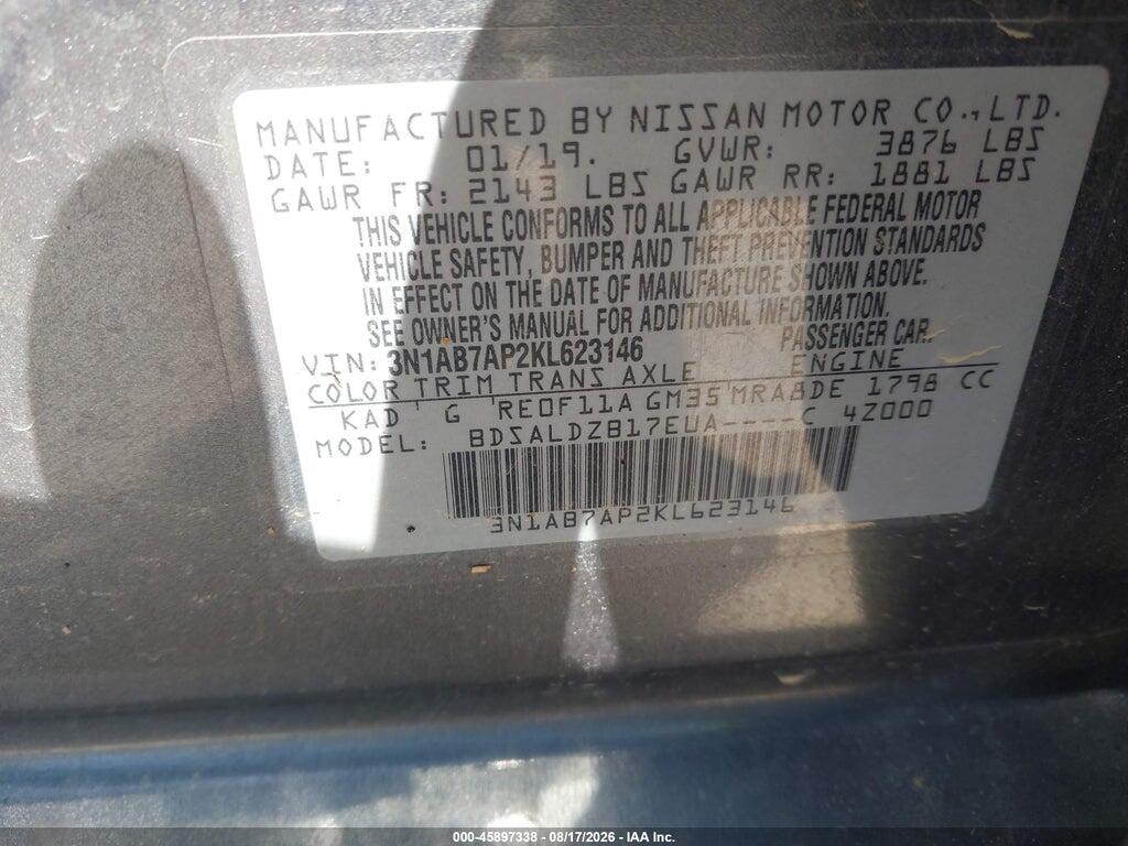 3N1AB7AP2KL623146 2019 NISSAN SENTRA photo no. 9