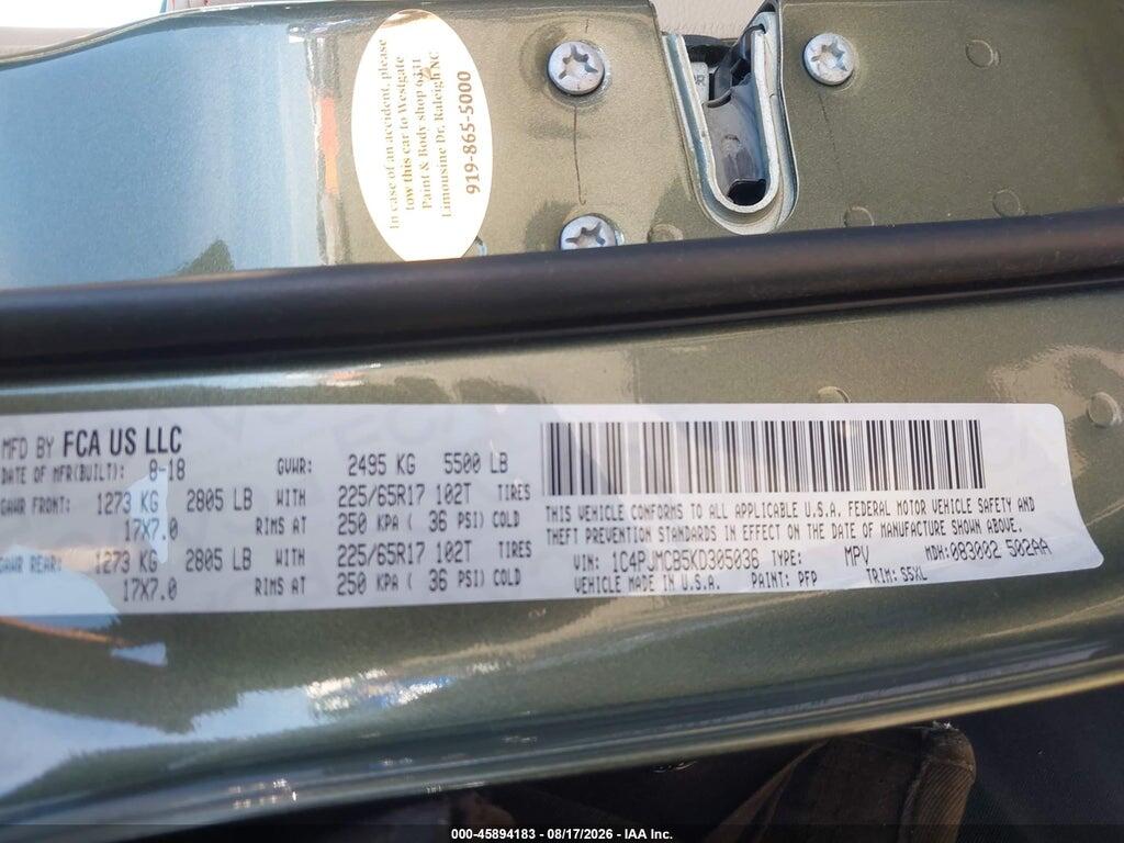 1C4PJMCB5KD305036 2019 JEEP CHEROKEE photo no. 9