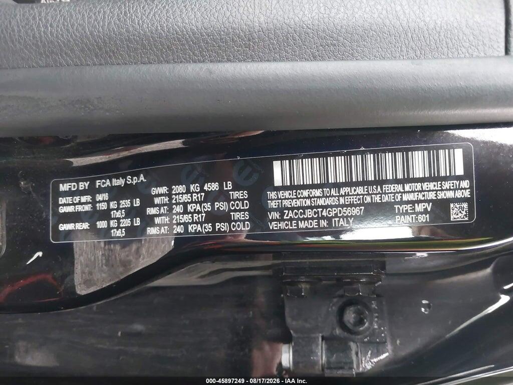 ZACCJBCT4GPD56967 2016 JEEP RENEGADE photo no. 9