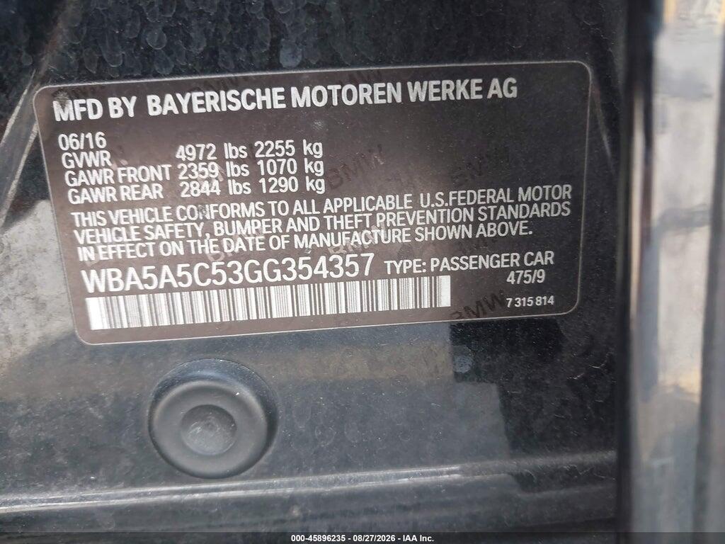 WBA5A5C53GG354357 2016 BMW 528I photo no. 9
