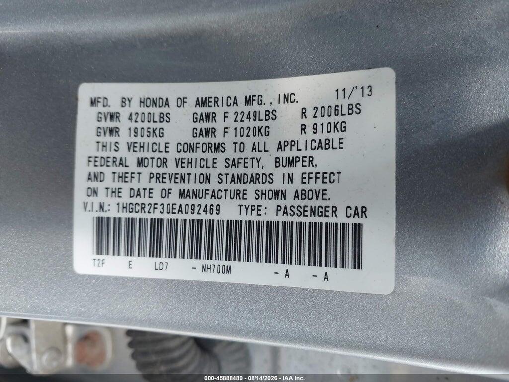 1HGCR2F30EA092469 2014 HONDA ACCORD photo no. 9