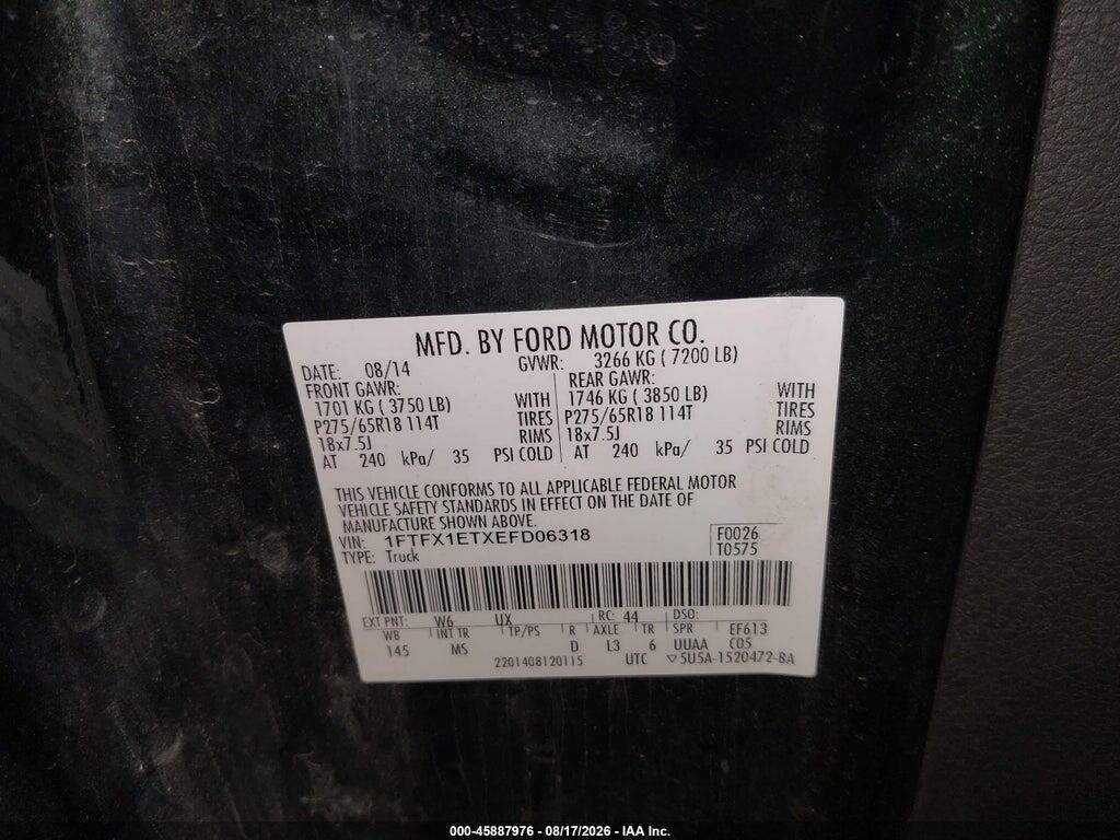 1FTFX1ETXEFD06318 2014 FORD F-150 photo no. 9