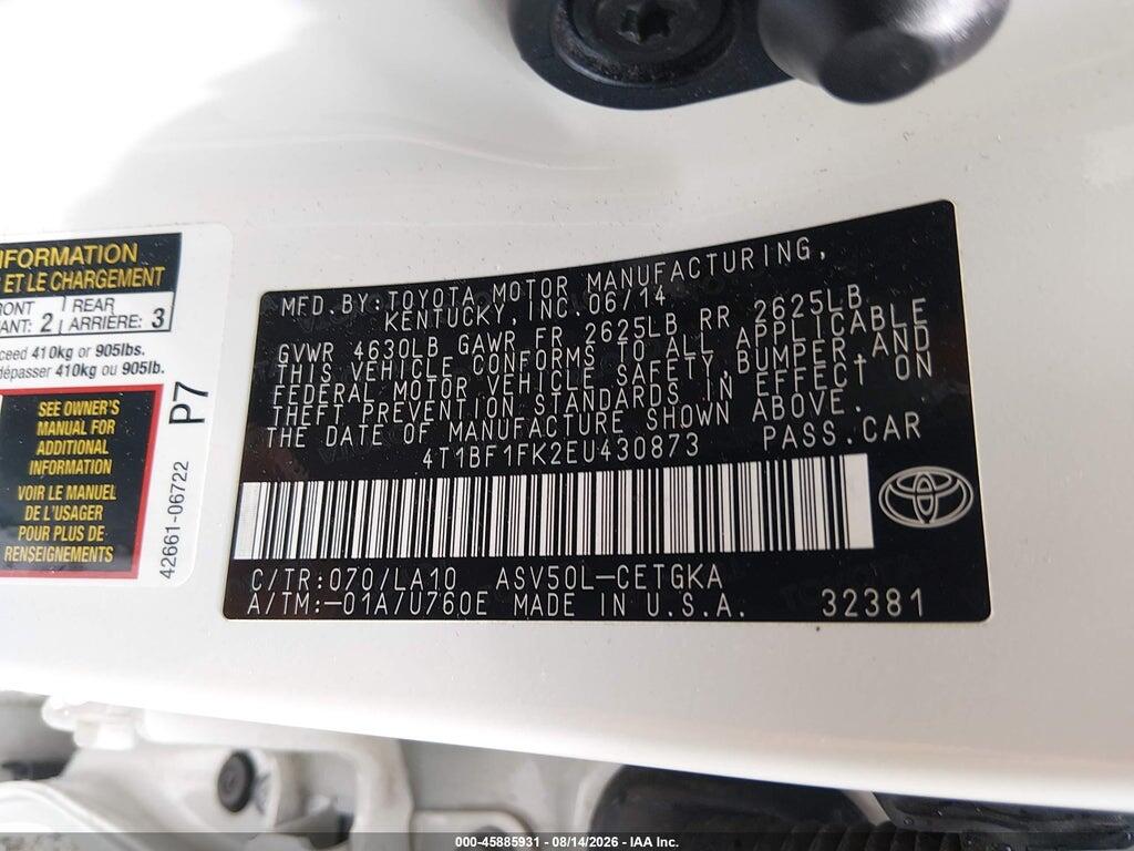 4T1BF1FK2EU430873 2014 TOYOTA CAMRY photo no. 9