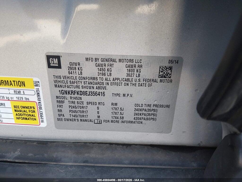 1GNKRFKD8EJ356416 2014 CHEVROLET TRAVERSE photo no. 9