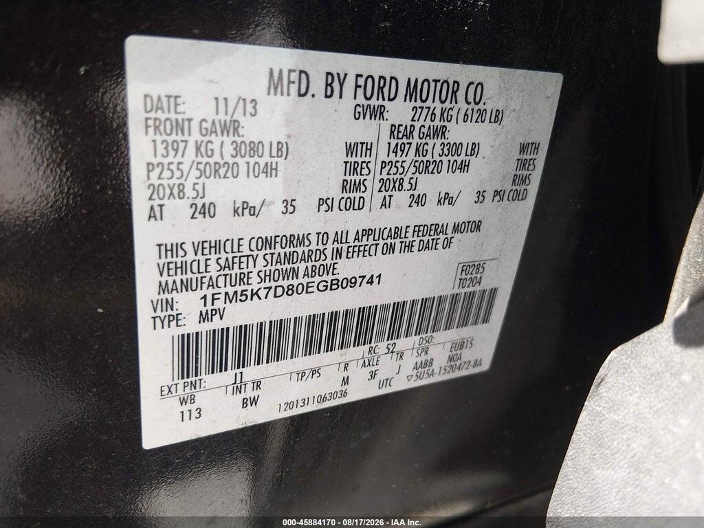 1FM5K7D80EGB09741 2014 FORD EXPLORER photo no. 9