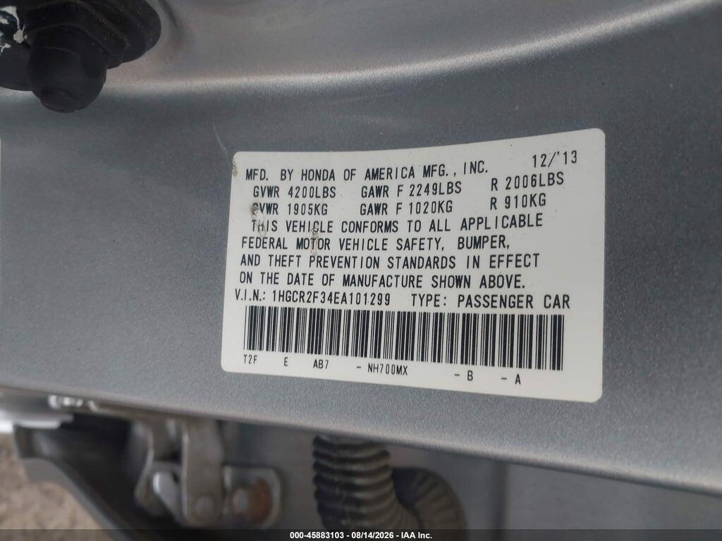 1HGCR2F34EA101299 2014 HONDA ACCORD photo no. 9